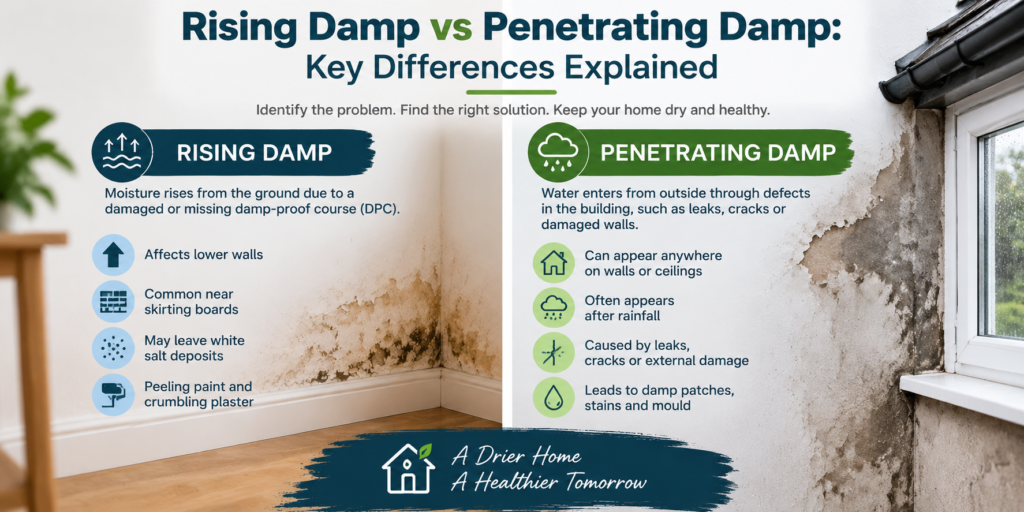 Rising Damp vs Penetrating Damp Infographic